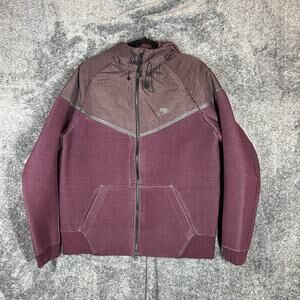 NIKE Tech Windrunner Jacket Mens Large Purple Fleece Full Zip Pockets Running